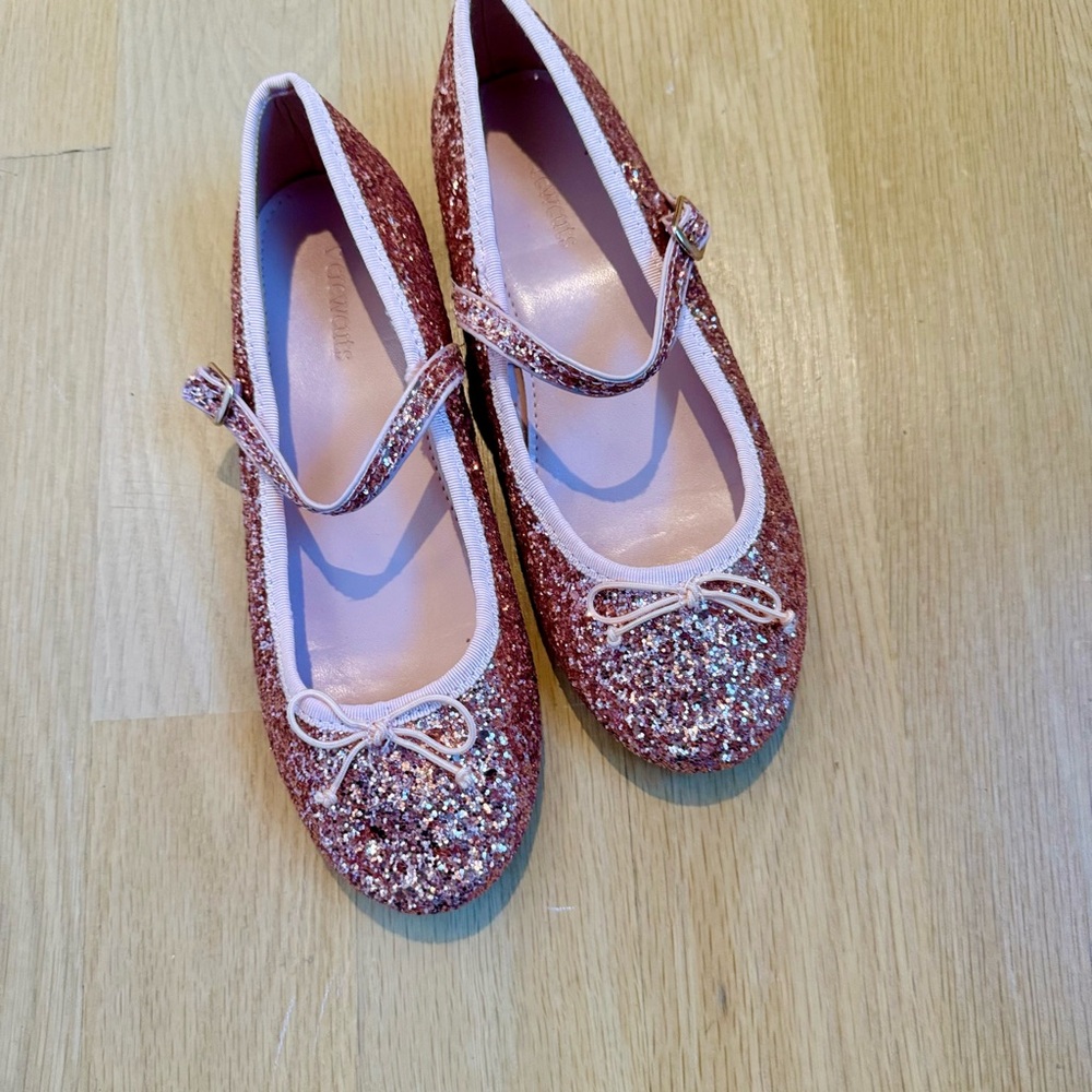 Crewcut Pink Glitter Ballet Flats Girl Size 2